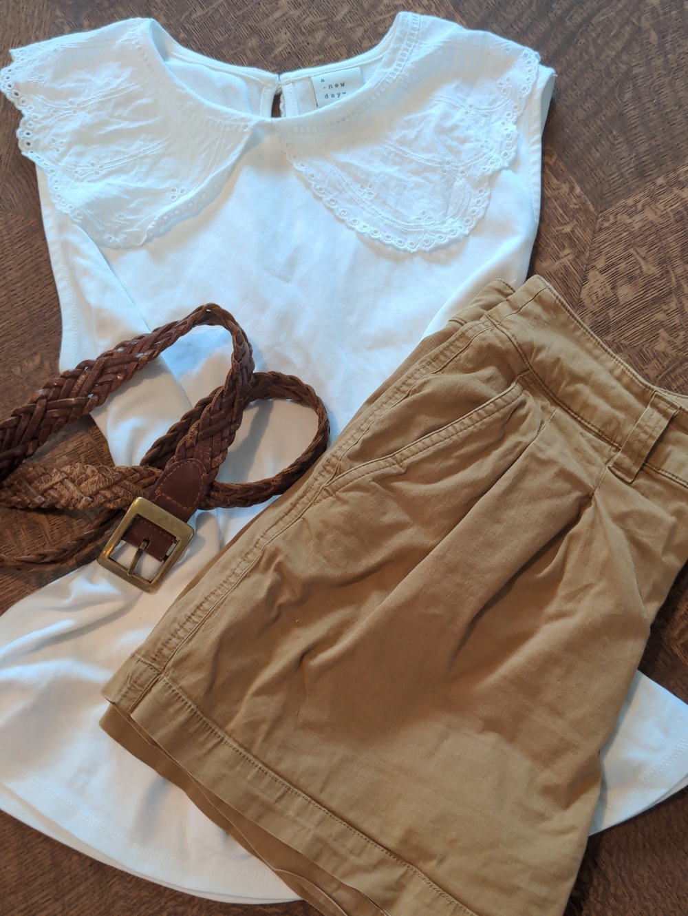 Classic Tan High-Waist Pleated Shorts